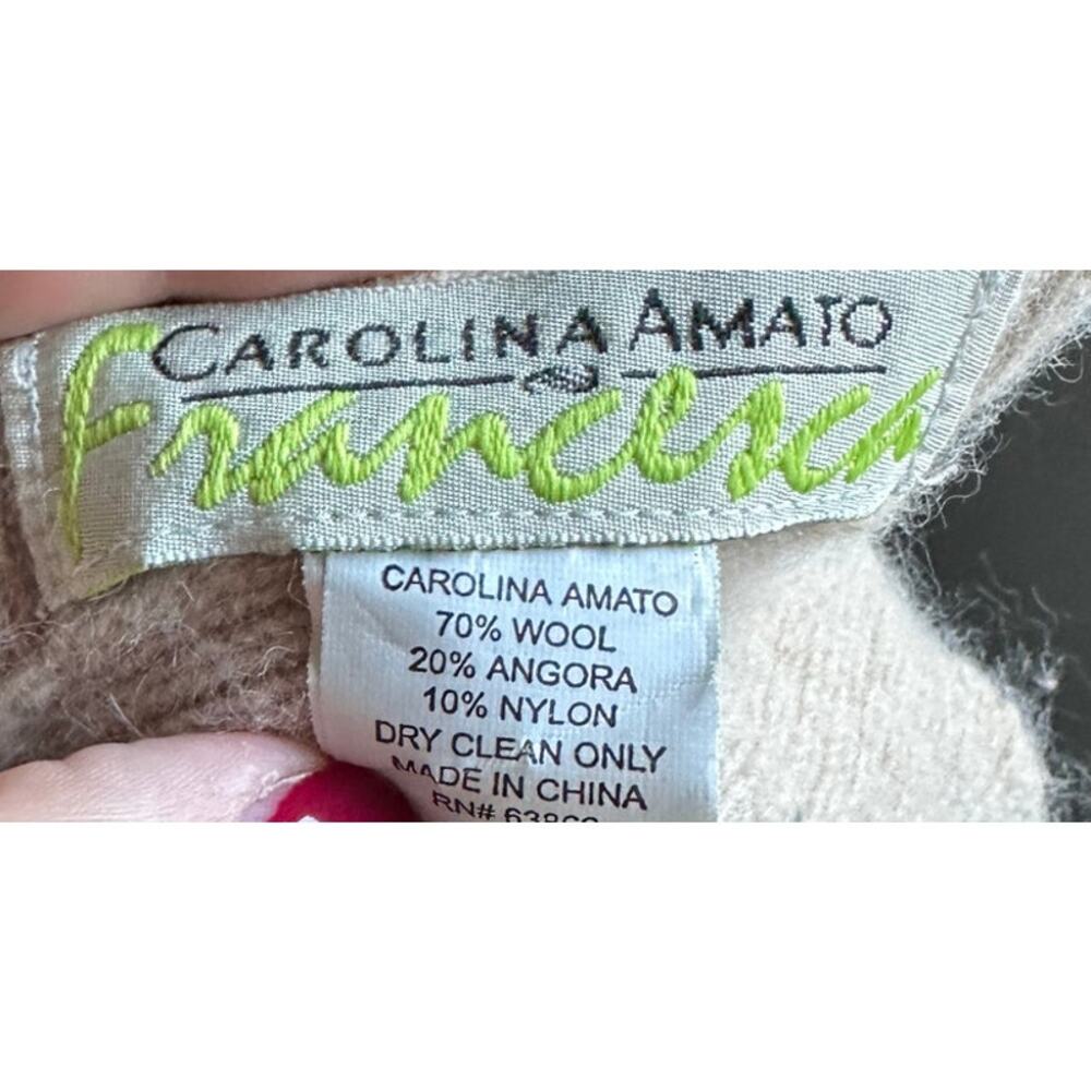 CAROLINA AMATO Cream Wool Angora Blend Button Detail Scarf Wrap - Picture 4 of 4